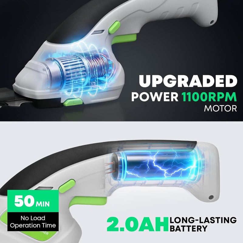 VCAN ACTIVE 2-in-1 Cordless Hedge Trimmer, Handheld Hedge Trimmer & Cordless Grass Shear with 2.0Ah Rechargeable Battery and Type-C Cable – Electric Grass Trimmer for Garden, Yard, and Lawn - Image 3